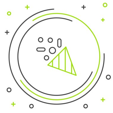 Beyaz arka planda izole edilmiş çizgi şenlik konfeti ikonu. Renkli taslak konsepti. Vektör