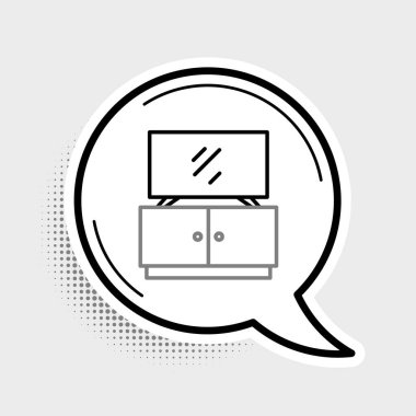 Çizgi TV masası simgesi gri arkaplanda izole edildi. Renkli taslak konsepti. Vektör