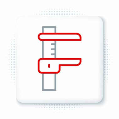 Çizgi Calliper veya kalibre ve ölçek simgesi beyaz arkaplanda izole edildi. Hassas ölçüm aletleri. Renkli taslak konsepti. Vektör