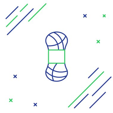 Çizgi İpliği simgesi beyaz arkaplanda izole edildi. El yapımı, örgü ya da terzi için etiket. Renkli taslak konsepti. Vektör