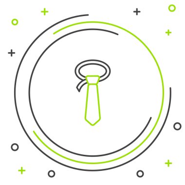 Çizgi Bağlama simgesi beyaz arkaplanda izole edildi. Boyunbağı ve boyun bezi sembolü. Renkli taslak konsepti. Vektör