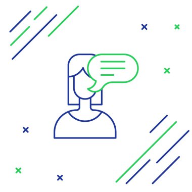 Çizgi Kadın görüş simgesi beyaz arkaplanda izole edildi. Renkli taslak konsepti. Vektör