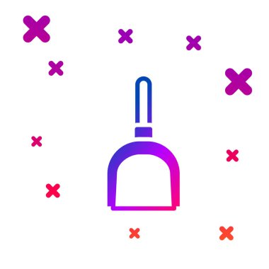 Beyaz arkaplanda izole edilmiş renkli faraş simgesi. Temizlik işleri. Kademeli rastgele dinamik şekiller. Vektör