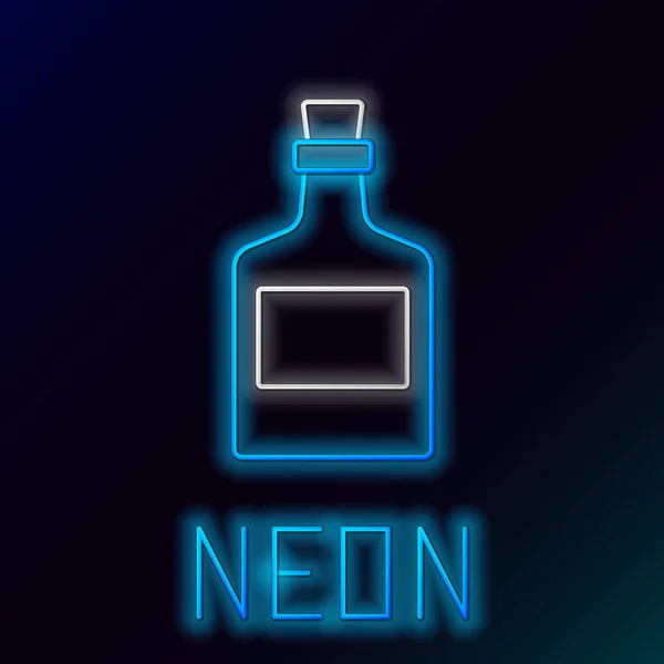 Glödande neon line Alkohol dryck Rom flaska ikon isolerad på svart bakgrund. Färgstarkt skisskoncept. Vektor — Stock vektor