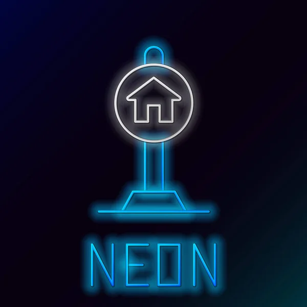 Zářící neon line Hotel znamení pro dopravní ikonu izolované na černém pozadí. Barevný koncept. Vektor — Stockový vektor