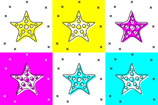 Définir icône étoile de mer isolé sur fond de couleur. Vecteur — Image vectorielle