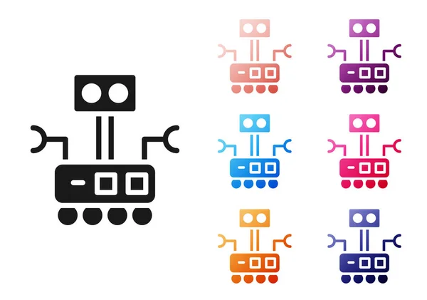 Svart robot ikon isolerad på vit bakgrund. Artificiell intelligens, maskininlärning, datormoln. Ställ ikoner färgglada. Vektor — Stock vektor