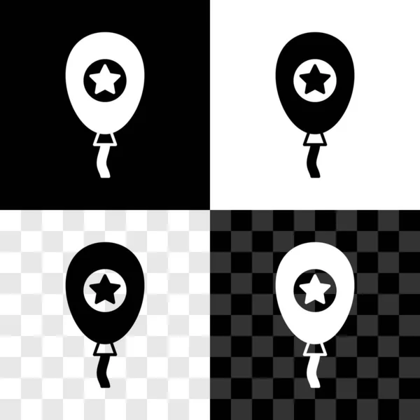 Ensemble de ballons avec icône de ruban isolé sur fond noir et blanc transparent. Vecteur — Image vectorielle
