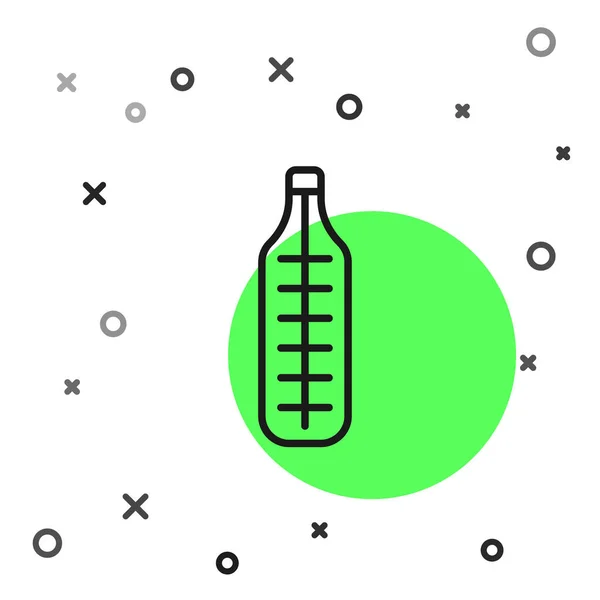 Ligne noire Thermomètre médical pour icône d'examen médical isolé sur fond blanc. Vecteur — Image vectorielle