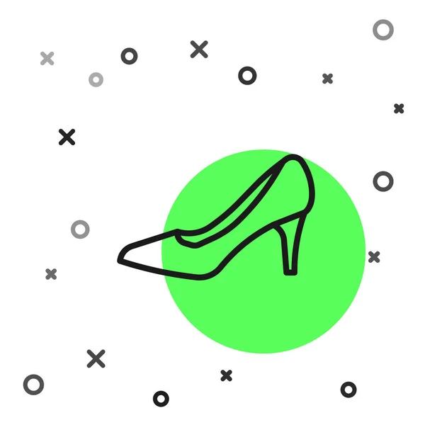 Sepatu Black Line Woman dengan ikon tumit tinggi terisolasi di latar belakang putih. Vektor - Stok Vektor