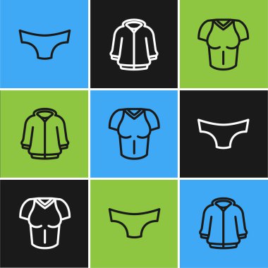 Çizgili Adam iç çamaşırı tişörtü ve kapüşonlu ikonu hazırla. Vektör.