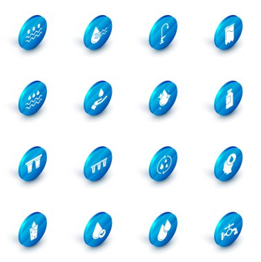 Temiz su arıtma musluğu filtre filtresi dalgasını su damlası ile yıkama el sabunu ve simge ile ayarlayın. Vektör.