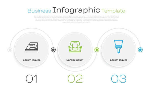 Set line Plancha eléctrica, Lavabo con camisa y Limpiador de goma para ventanas. Plantilla de infografía empresarial. Vector — Vector de stock