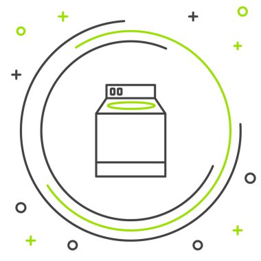 Çizgi yıkama simgesi beyaz arkaplanda izole edildi. Çamaşır makinesi simgesi. Çamaşır makinesi, çamaşır makinesi. Ev aletleri sembolü. Renkli taslak konsepti. Vektör