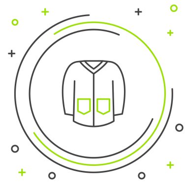 Çizgi süveter simgesi beyaz arkaplanda izole edildi. Kazak ikonu. Kazak tabelası. Renkli taslak konsepti. Vektör