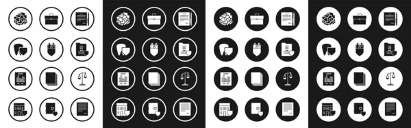 패밀리 크럼프 페이퍼 Briefcase Scales Justice Graph Chart Icon 구성되어 — 스톡 벡터