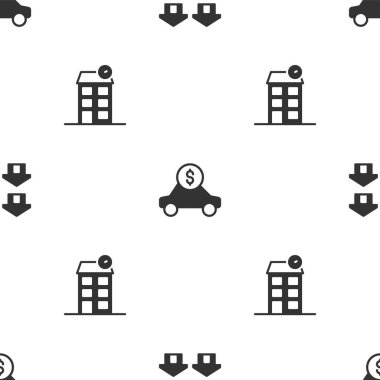 Gayrimenkul araba kiralama ve House 'u kusursuz düzene sokun. Vektör.