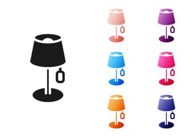 Siyah zemin lambası simgesi beyaz arkaplanda izole edildi. Simgeleri renklendirin. Vektör.