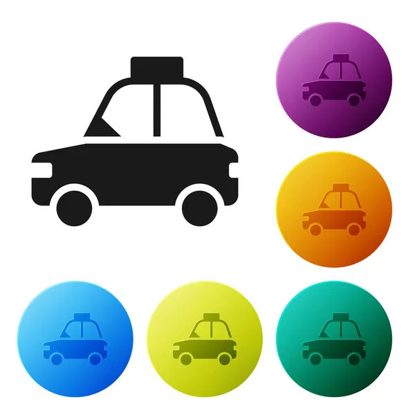 Black Pet Car Taxi Icon Isolated White Background Set Icons — Stock Vector