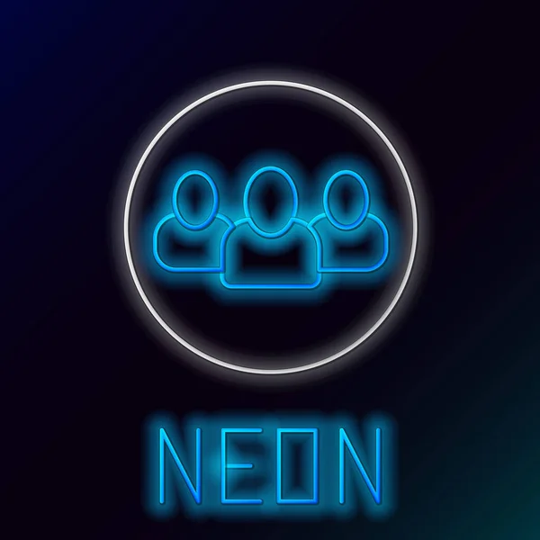 Φωτεινό Εικονίδιο Βάσης Ομάδας Έργου Neon Line Απομονωμένο Μαύρο Φόντο — Διανυσματικό Αρχείο