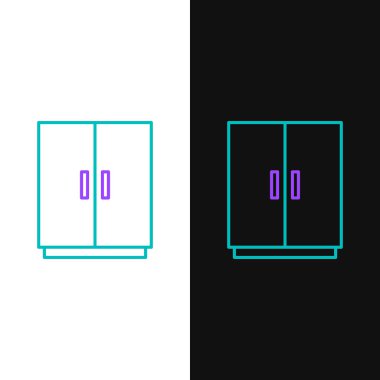 Çizgi Gardırobu simgesi beyaz ve siyah arkaplanda izole edildi. Renkli taslak konsepti. Vektör