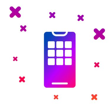 Renkli Akıllı Telefon, beyaz arkaplanda izole edilmiş cep telefonu simgesi. Kademeli rastgele dinamik şekiller. Vektör İllüstrasyonu.