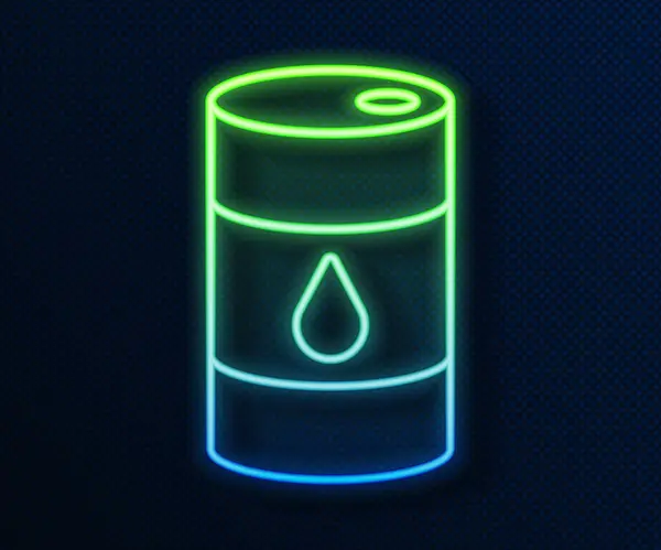 Λαμπερό Νέον Γραμμή Barrel Πετρελαίου Εικονίδιο Απομονώνονται Μπλε Φόντο Διάνυσμα — Διανυσματικό Αρχείο