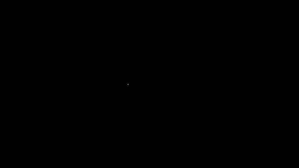 Witte lijn IJs in wafelkegel pictogram geïsoleerd op zwarte achtergrond. Lief symbool. 4K Video motion grafische animatie — Stockvideo