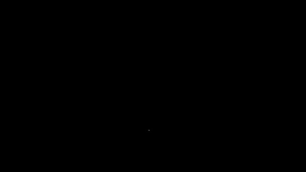 Vit linje skiva av pizza ikon isolerad på svart bakgrund. Snabbmatsmeny. 4K Video motion grafisk animation — Stockvideo