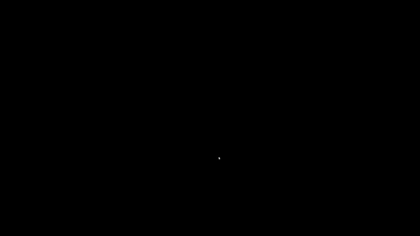 Белая линия Бумажный стакан с питьевой соломы и значок хот-дога изолированы на черном фоне. Знак напитка с содовой. Гамбургер, чизбургер. Видеографическая анимация 4K — стоковое видео