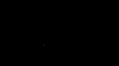Beyaz çizgi ofis zımbası simgesi siyah arkaplanda izole edilmiş. Zımba, zımba, kağıt, karton, ofis malzemeleri. 4K Video hareketli grafik canlandırması