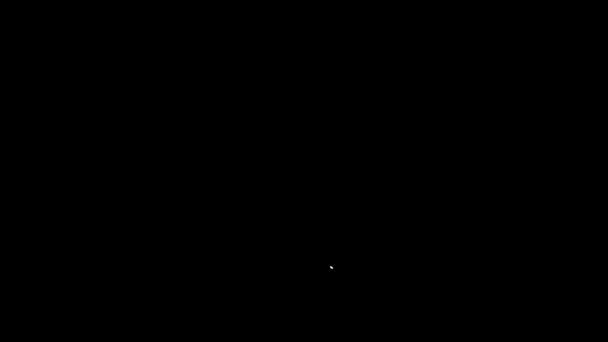 Witte lijn American Football bal en helm pictogram geïsoleerd op zwarte achtergrond. Serie sportuitrusting. 4K Video motion grafische animatie — Stockvideo
