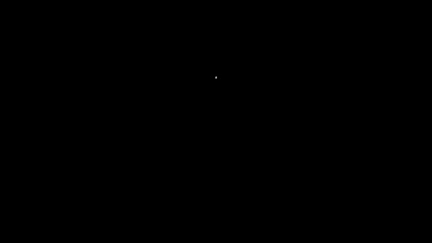 Белая линия американского футбола на телевизионной программе и стоять значок изолирован на черном фоне. Видеографическая анимация 4K — стоковое видео