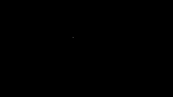 Иконка мусорной корзины белой линии изолирована на черном фоне. Знак мусорного бака. Reycle basket icon. Значок офисного мусора. Видеографическая анимация 4K — стоковое видео