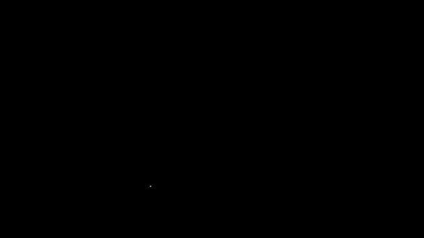 Witte lijn Papieren clip icoon geïsoleerd op zwarte achtergrond. 4K Video motion grafische animatie — Stockvideo