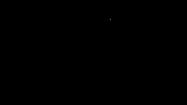 Bílá čára Ikona dokumentu izolovaná na černém pozadí. Ikona souboru. Ikona seznamu. Obchodní koncept. Grafická animace pohybu videa 4K — Stock video