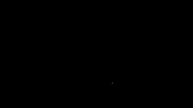 Siyah zemin üzerinde iğne ve ampul ikonu olan beyaz çizgi tıbbi şırınga. Aşı, iğne, aşı, insülin konsepti. 4K Video hareketli grafik canlandırması