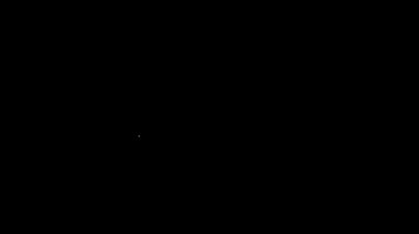 Beyaz çizgi tren simgesi siyah arkaplanda izole edildi. Toplu taşıma sembolü. Metro treni nakliyesi. Metro yeraltı. 4K Video hareketli grafik canlandırması