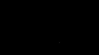 Beyaz çizgi alışveriş arabası ve yiyecek ikonu siyah arka planda izole edilmiş. Yiyecek dükkanı, süpermarket. 4K Video hareketli grafik canlandırması