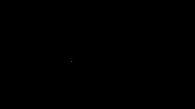 Beyaz çizgi kedi simgesi siyah arkaplanda izole edildi. 4K Video hareketli grafik canlandırması