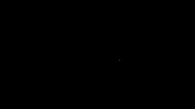 Beyaz çizgi faraş simgesi siyah arkaplanda izole edildi. Temizlik işleri. 4K Video hareketli grafik canlandırması