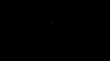 Siyah arkaplanda izole edilmiş ikon dikmek için beyaz iğne. Terzi sembolü. Tekstil el sanatları tabelasını diker. Nakış aletleri. 4K Video hareketli grafik canlandırması