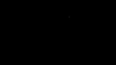 Siyah arka planda kalp ikonu olan beyaz çizgi Sevgililer Günü partisi ilanı. Kutlama için davetiye ya da tebrik kartı şablonu. 4K Video hareketli grafik canlandırması