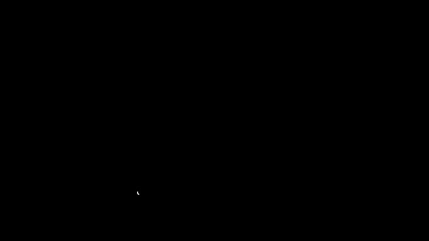 黒の背景に隔離された画面コンピュータのアイコン上の白いラインショッピングビル。コンセプト電子商取引、電子ビジネス、オンラインビジネスマーケティング。4Kビデオモーショングラフィックアニメーション — ストック動画