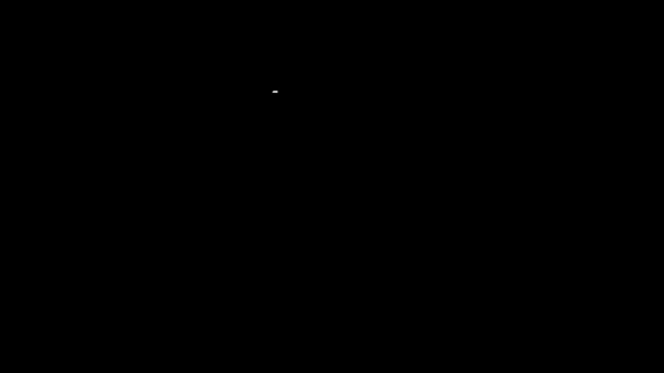 Терминал Pos белой линии с вставленным значком кредитной карты, выделенным на чёрном фоне. Транзакция платежного терминала. Плати картой. Видеографическая анимация 4K — стоковое видео