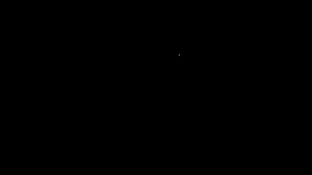 Bílá čára Dárkové pole ikona izolované na černém pozadí. Grafická animace pohybu videa 4K — Stock video