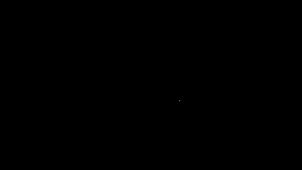 Linea bianca Guanti da giardino icona isolata su sfondo nero. Guanti di gomma segno. Protezione delle mani agricole, sicurezza dei guanti. Animazione grafica 4K Video motion — Video Stock