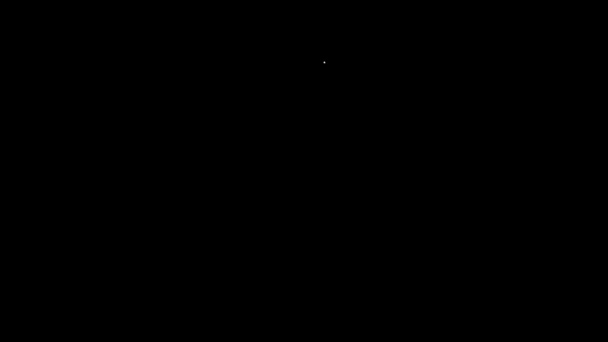 Иконка флакона с лекарствами белой линии выделена на черном фоне. Контейнер с таблетками. Рецепт лекарства для животных. Видеографическая анимация 4K — стоковое видео
