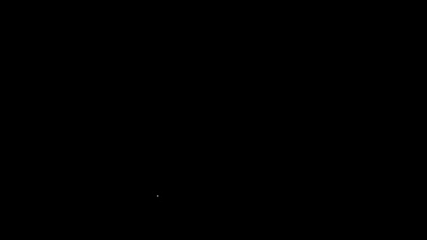 Fehér vonal Varrás minta ikon elszigetelt fekete háttérrel. Varráshoz használt jelölések. 4K Videó mozgás grafikus animáció — Stock videók