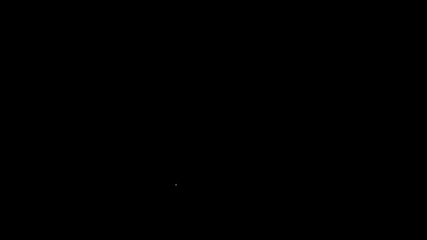 Символ свитера белой линии выделен на черном фоне. Икона Пуловера. Видеографическая анимация 4K — стоковое видео